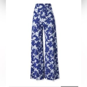 NWT Carolina Herrera Wide-Leg Floral Print Pants — Nautilus Multi — size 4